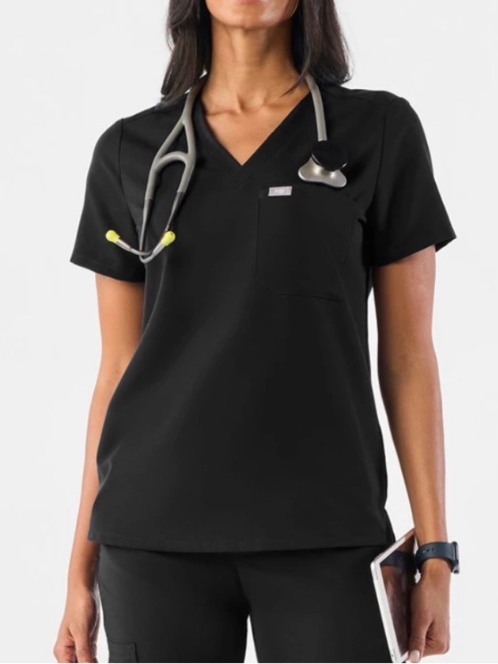 NWOT Figs Catarina V-Neck Medical Scrub Top in Black